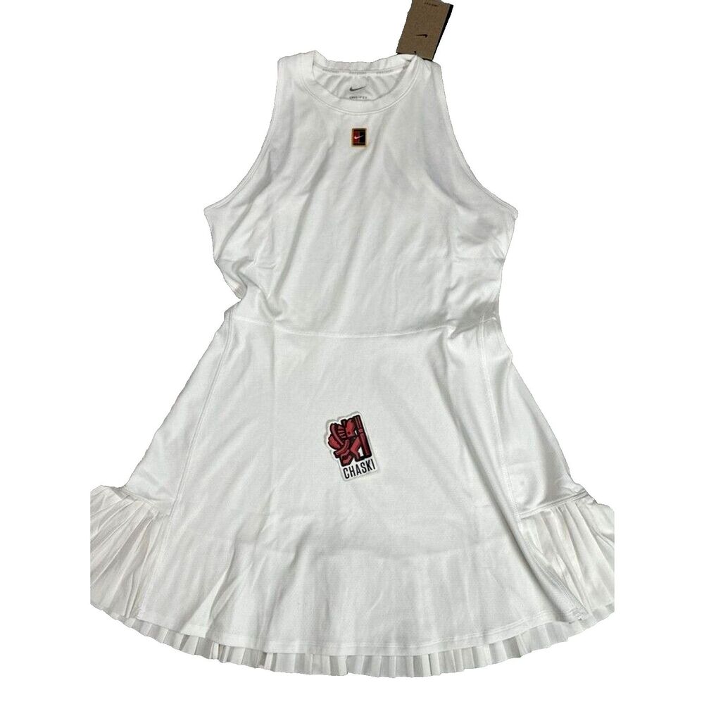 Nike Dri-Fit Slam Dress Tennis Wimbledon white Women's Medium FZ6746-100 NEW